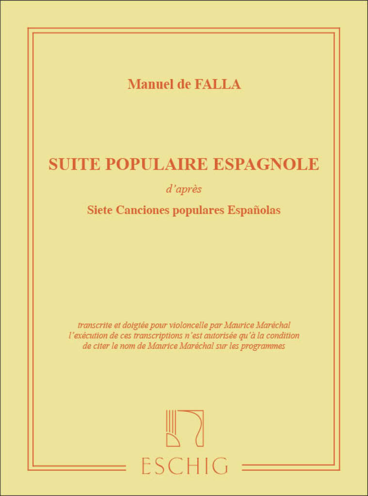Manuel de Falla: Suite Populaire Espagnole: Cello mit Begleitung