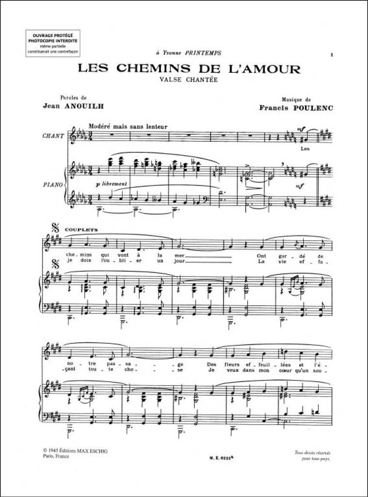 Francis Poulenc: Les Chemins De L'Amour: Gesang mit Klavier