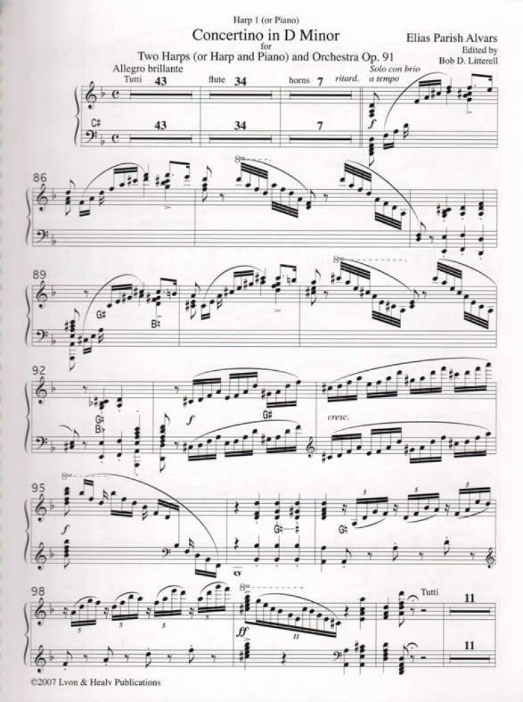 Elias Parish Alvars: Concertino In D Minor for Two Harps: Orchester mit Solo
