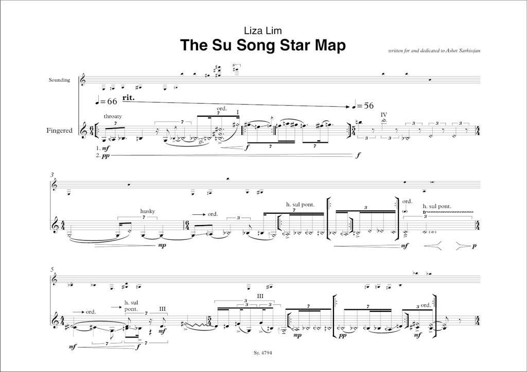 Liza Lim: The Su Song Star Map: Violine Solo