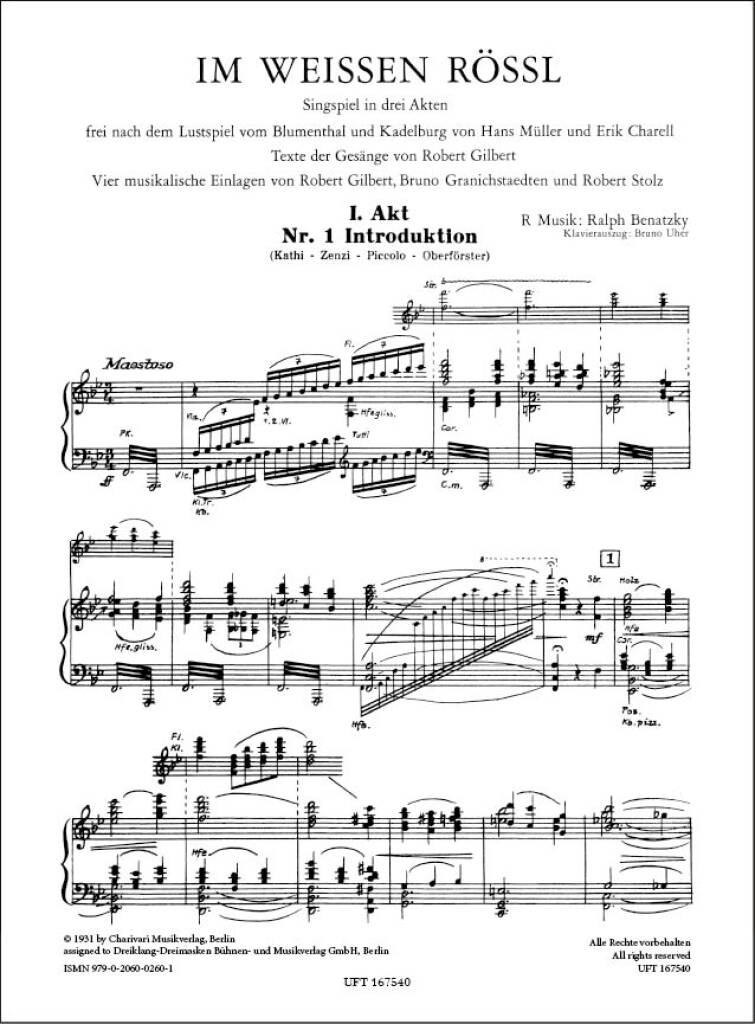 Ralph Benatzky: Im weißen Rössl: Klavier Solo