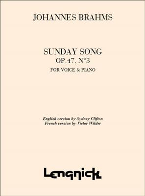 Johannes Brahms: Sunday Opus 47/3 Nr 1for High Voice Song: Gesang Solo