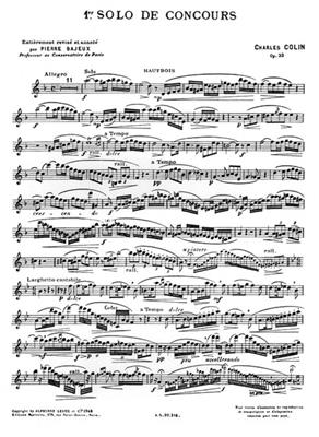 Colin: Celebres Solos De Concours N01 Op33: Oboe mit Begleitung
