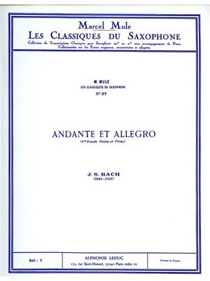 Johann Sebastian Bach: Andante Et Allegro: Altsaxophon