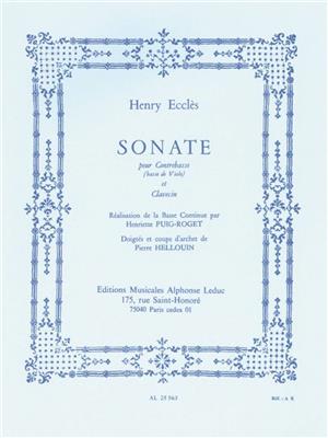 Henry Eccles: Sonate (Double Bass/Harpsichord): Kontrabass mit Begleitung