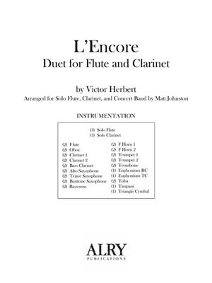 Victor Herbert: L'Encore for Flute, Clarinet and Concert Band: (Arr. Matt Johnston): Blasorchester mit Solo