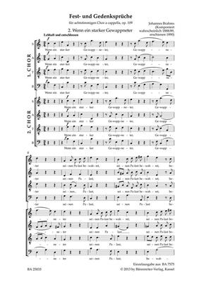 Johannes Brahms: Wenn ein starker Gewappneter: Gemischter Chor A cappella