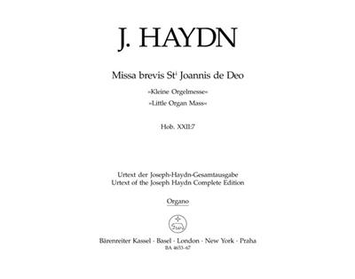 Franz Joseph Haydn: Missa Brevis Sancti Joannis De Deo: Orgel