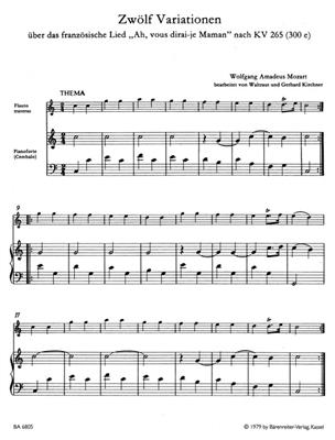 Wolfgang Amadeus Mozart: Zwölf Variationen für Flöte und Klavier (Cembalo): Flöte mit Begleitung
