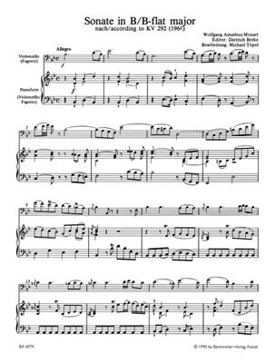 Wolfgang Amadeus Mozart: Sonate Bes Dur KV292 ( 196c ): Cello mit Begleitung
