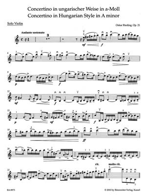 Oscar Rieding: Concertino A Op.21: Violine mit Begleitung