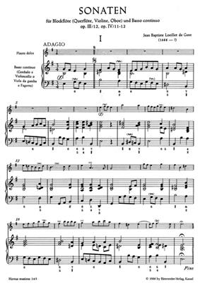 Jean-Baptiste Loeillet: Sonatas Opus 3/12, Opus 4/11-12: Blockflöte