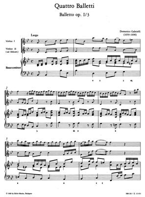 Domenico Gabrielli: Quattro Balletti fur Violine und Basso continuo: Violine mit Begleitung