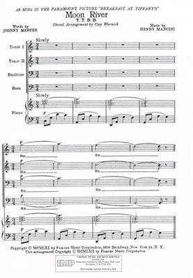 Henry Mancini: Moon River: (Arr. Clay Warnick): Männerchor mit Begleitung