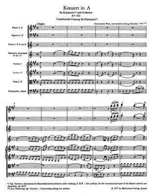 Wolfgang Amadeus Mozart: Clarinet Concerto In A K.622: Klarinette Solo