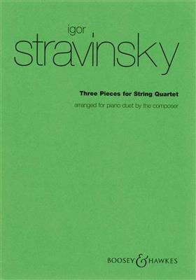 Igor Stravinsky: Three Pieces for String Quartet: (Arr. Igor Stravinsky): Klavier vierhändig