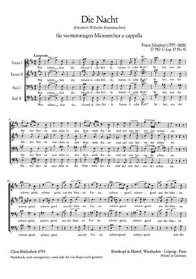 Franz Schubert: Die Nacht: Männerchor mit Begleitung