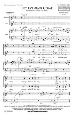 Brian Holmes: Let Evening Come: Frauenchor mit Klavier/Orgel