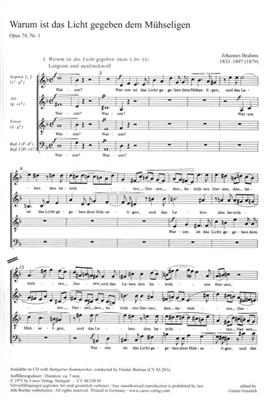 Johannes Brahms: Warum Ist Das Licht Gegeben: Gemischter Chor mit Begleitung