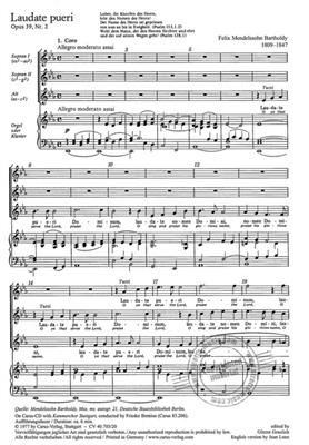 Felix Mendelssohn Bartholdy: Laudate pueri: Frauenchor mit Klavier/Orgel