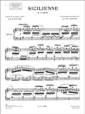 Johann Sebastian Bach: Sicilienne Extrait de la "Sonate en Mi bémol": Klavier Solo