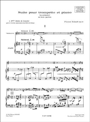 Florent Schmitt: Suite En Trois Parties, Opus 133: Trompete mit Begleitung
