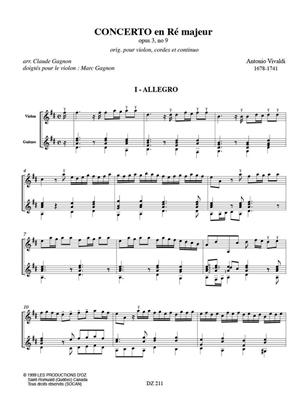 Antonio Vivaldi: Concerto en Ré majeur, opus 3, no 9: Violine mit Begleitung