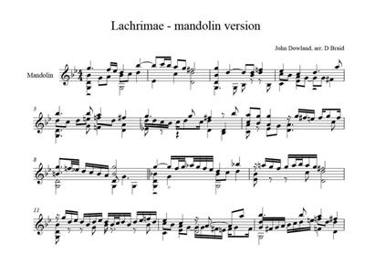 John Dowland: Lachrimae: (Arr. David Braid): Mandoline