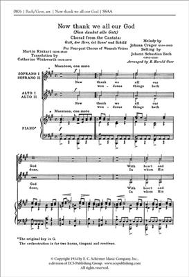 Johann Sebastian Bach: Now Thank We All Our God: (Arr. E. Harold Geer): Frauenchor mit Klavier/Orgel