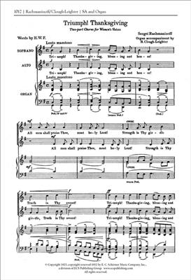 Sergei Rachmaninov: Triumph! Thanksgiving: (Arr. Henry Clough-Leighter): Frauenchor mit Klavier/Orgel
