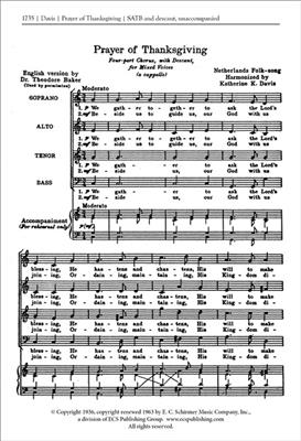 Prayer of Thanksgiving: (Arr. Katherine K. Davis): Gemischter Chor mit Begleitung