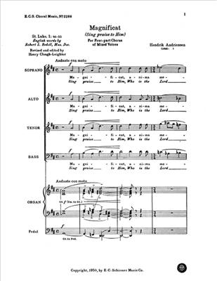 Hendrik Andriessen: Magnificat: Gemischter Chor mit Klavier/Orgel