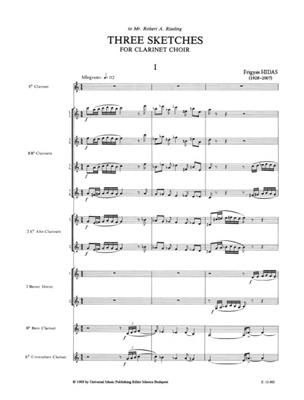 Frigyes Hidas: Three Sketches für Klarinetten-Chor: Holzbläserensemble