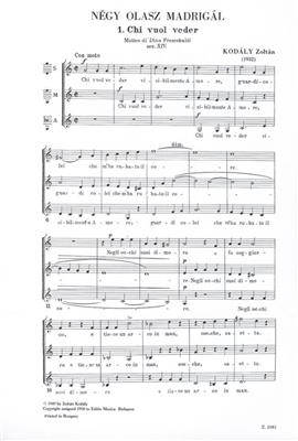 Zoltán Kodály: Quattro Madrigali: Frauenchor A cappella