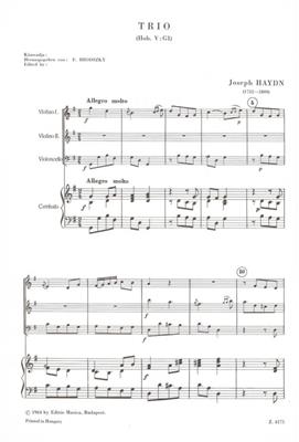 Franz Joseph Haydn: Trio für 2 Violinen, Violoncello und Continuo ad: Streichorchester mit Solo