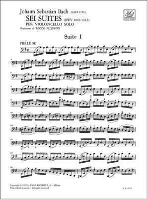 Johann Sebastian Bach: 6 Suites Per Violoncello Solo Bwv 1007 - 1012: Cello Solo