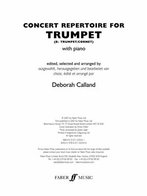 Deborah Calland: Concert Repertoire for Trumpet: Trompete mit Begleitung