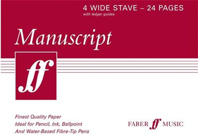 Manuscript A5 4-stave (wide) 24pp (white): Notenpapier