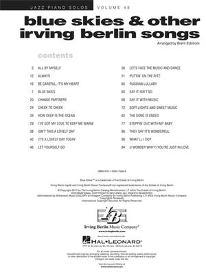 Blue Skies & Other Irving Berlin Songs: Klavier Solo
