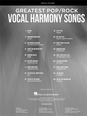 Greatest Pop/Rock Vocal Harmony Songs: Gesang mit Klavier