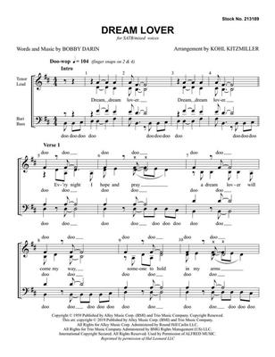 Bobby Darin: Dream Lover: (Arr. Kohl Kitzmiller): Gemischter Chor A cappella