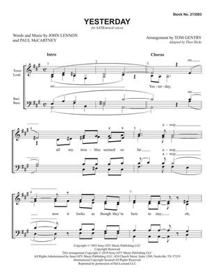 Yesterday: (Arr. Tom Gentry): Gemischter Chor A cappella