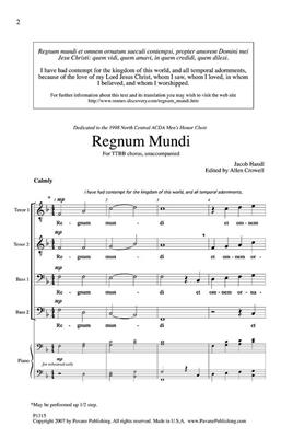 Jacob Handl: Regnum Mundi: Männerchor A cappella
