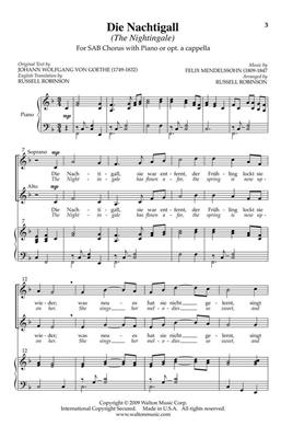 Felix Mendelssohn Bartholdy: Die Nachtigall: (Arr. Russell L. Robinson): Gemischter Chor mit Klavier/Orgel