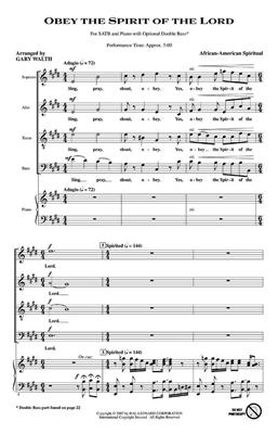 Obey the Spirit of the Lord: (Arr. Gary Walth): Gemischter Chor mit Begleitung