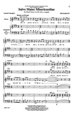 Tim Sarsany: Salve Mater Misericordiae: (Arr. Tim Sarsany): Gemischter Chor A cappella
