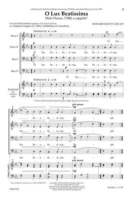 Howard Helvey: O Lux Beatissima: (Arr. Howard Helvey): Männerchor A cappella