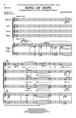 John Ness Beck: Song Of Hope: (Arr. John Ness Beck): Gemischter Chor mit Klavier/Orgel