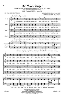 Robert Schumann: Die Minnesanger: (Arr. Robert Schumann): Männerchor A cappella