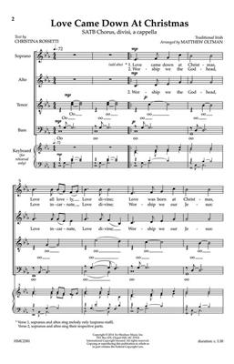 Love Came Down At Christmas: (Arr. Matthew Oltman): Gemischter Chor A cappella